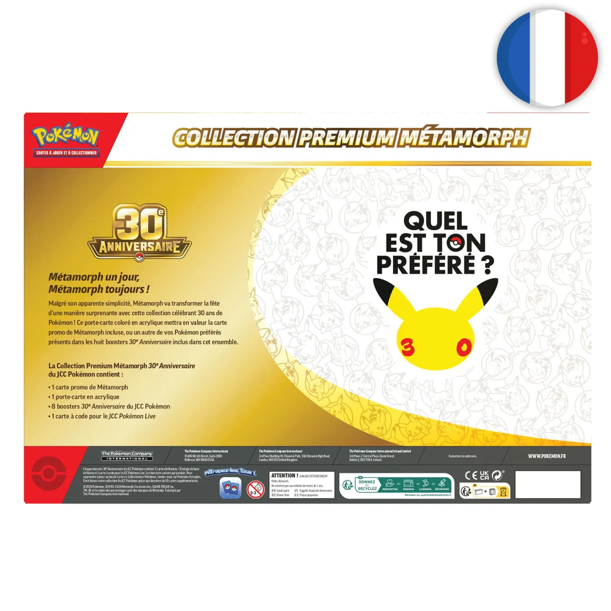 🟣[PRÉCO] Pokémon (FR) - Collection Premium Métamorph - ME05.5 30e Anniversaire