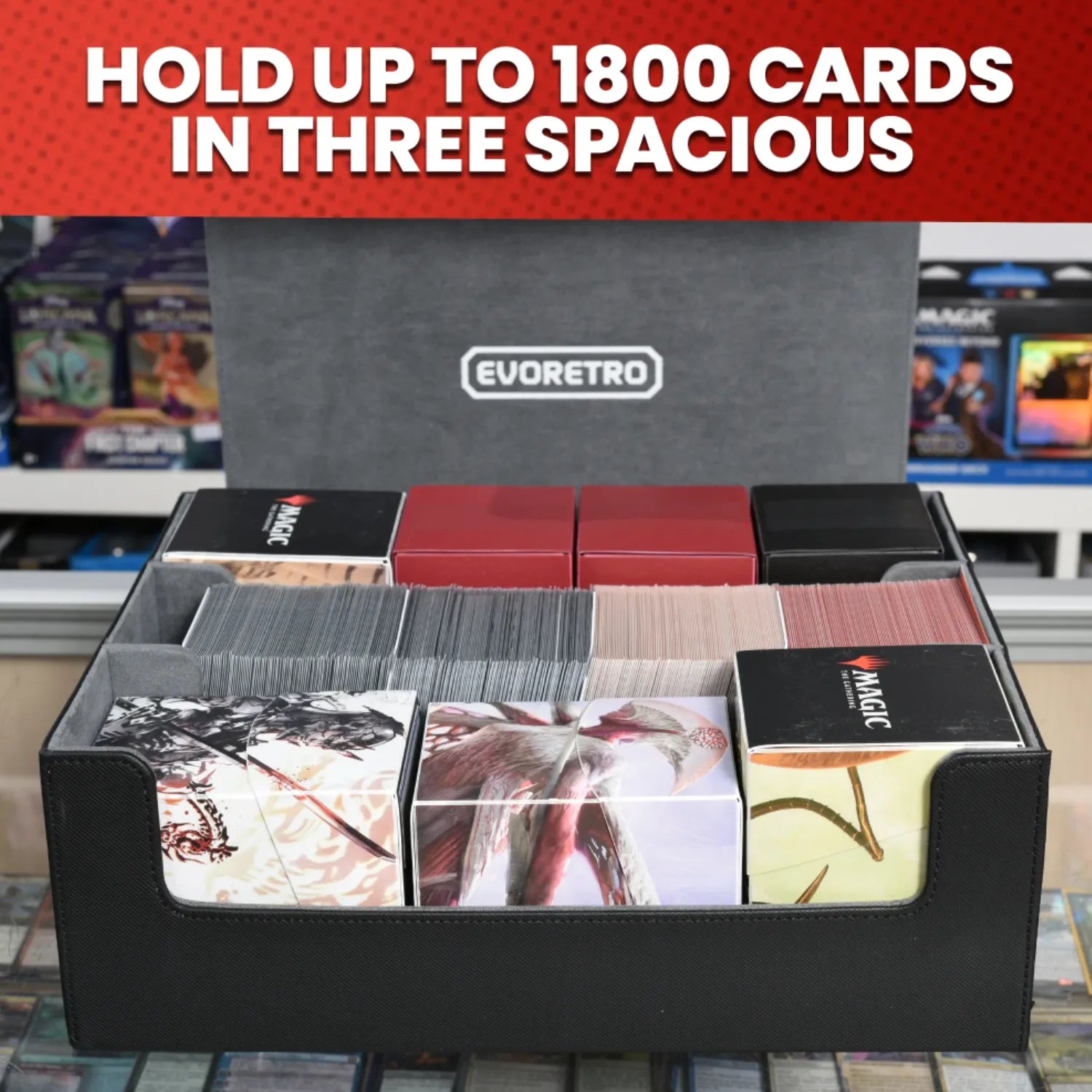 Evoretro - Magnetic card deck storage holding 1800pcs