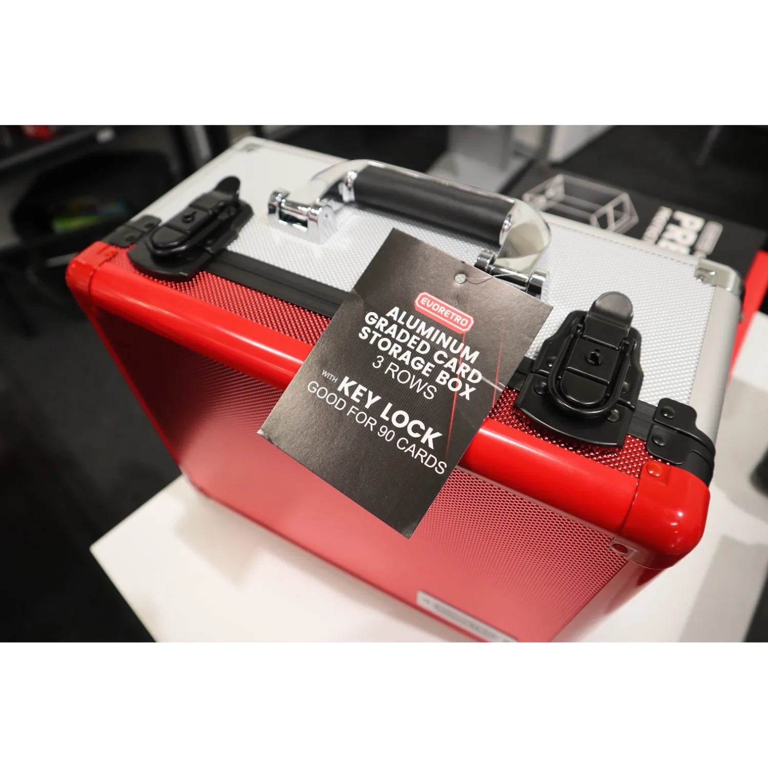 Evoretro - Graded Card Storage Box Red and Silver for 90 Cards